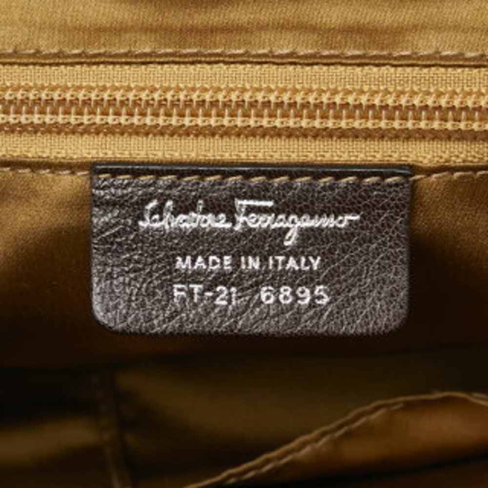 Salvatore Ferragamo Python Clasp Handbag Brown Fu… - image 6